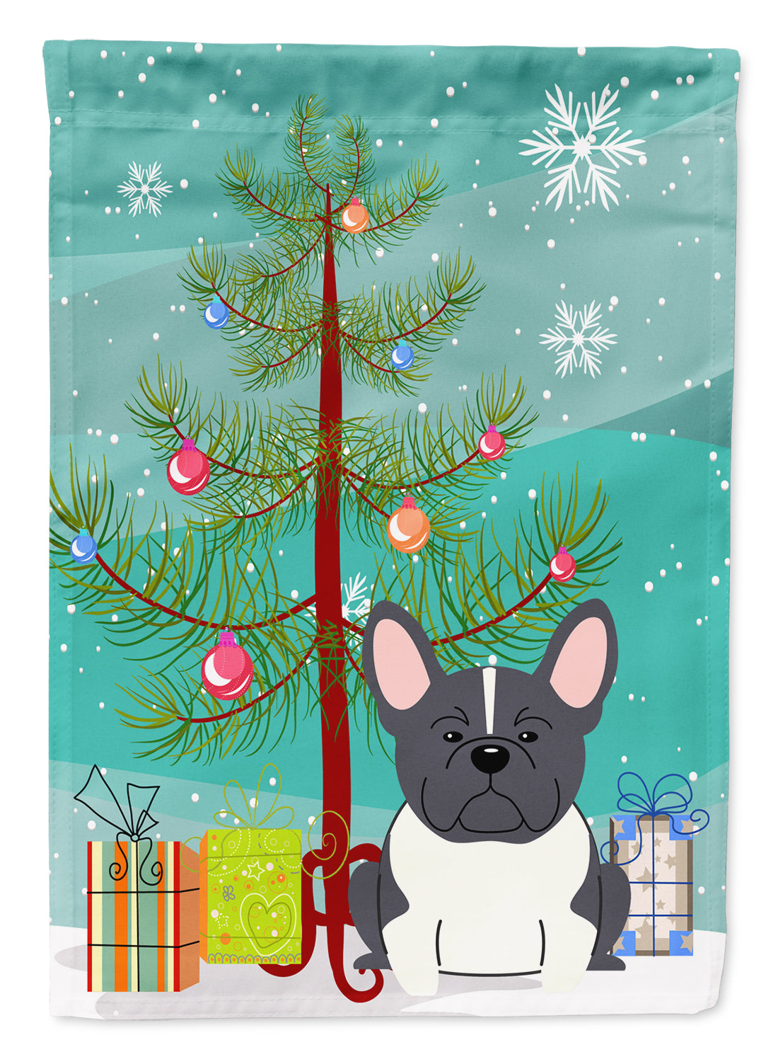 Merry Christmas Tree French Bulldog Black White Flag Garden Size BB4137GF  the-store.com.