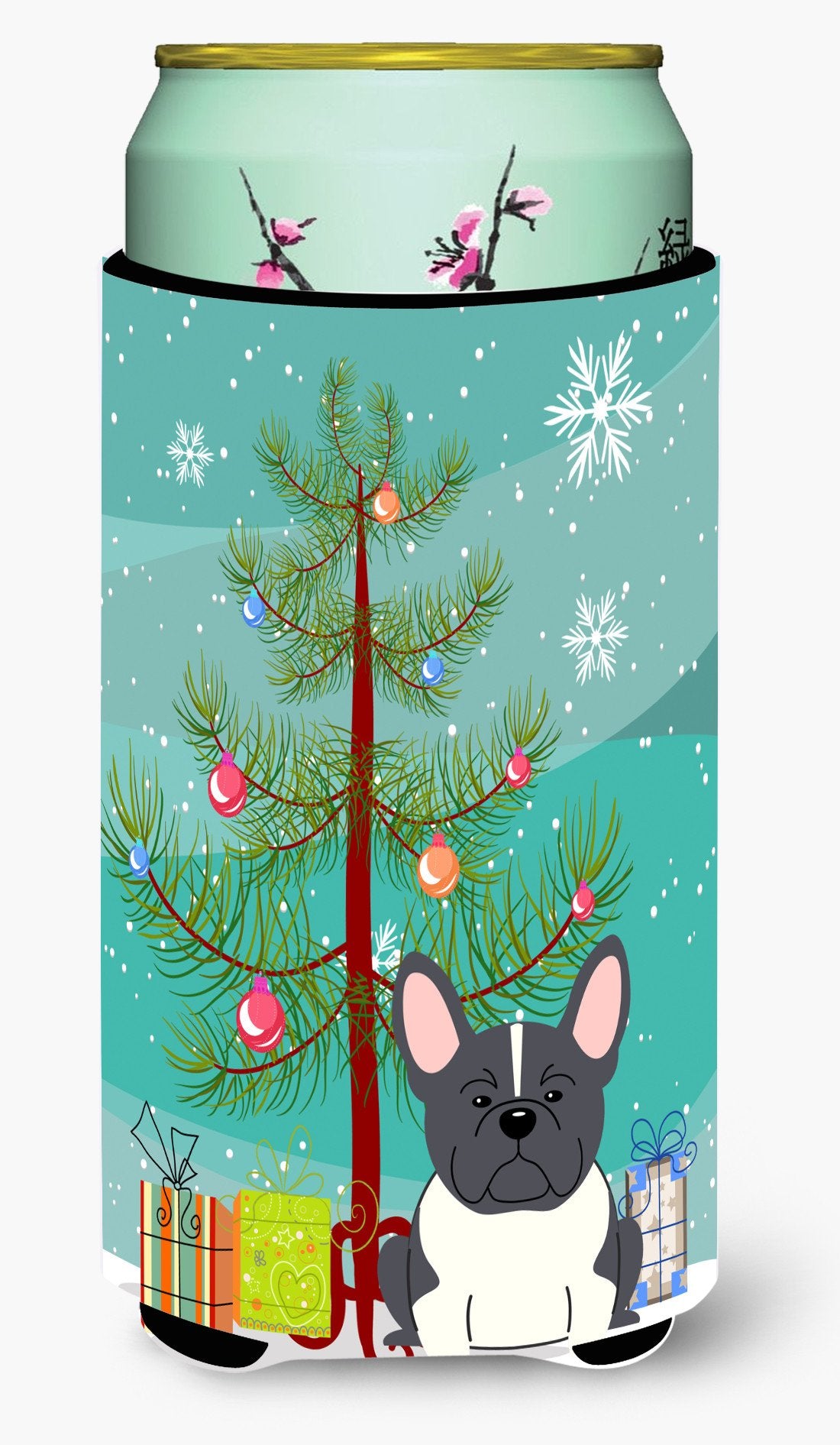 Merry Christmas Tree French Bulldog Black White Tall Boy Beverage Insulator Hugger BB4137TBC by Caroline's Treasures