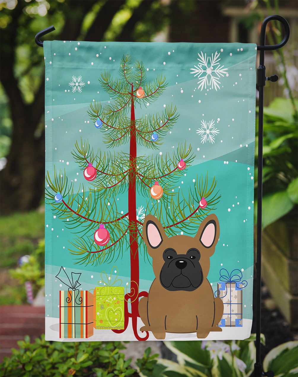 Merry Christmas Tree French Bulldog Brown Flag Garden Size BB4138GF