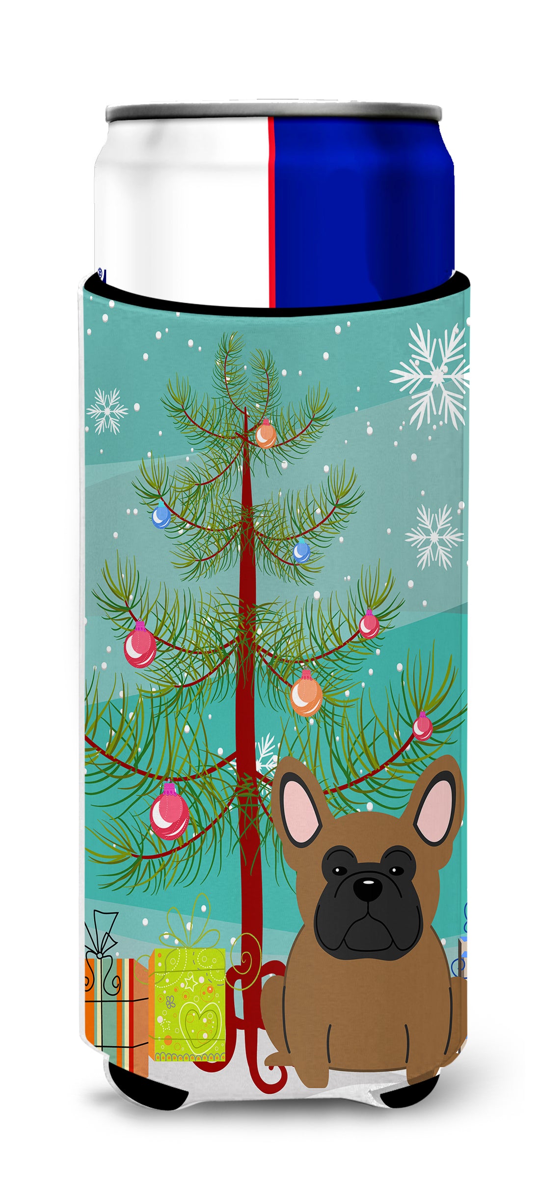 Merry Christmas Tree French Bulldog Brown  Ultra Hugger for slim cans BB4138MUK