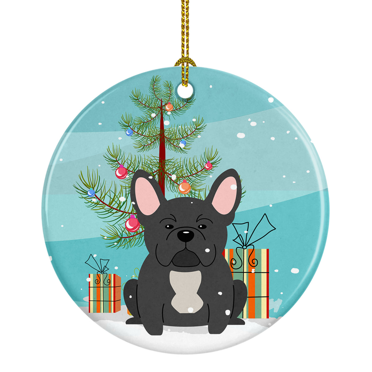 Merry Christmas Tree French Bulldog Black Ceramic Ornament BB4139CO1 - the-store.com