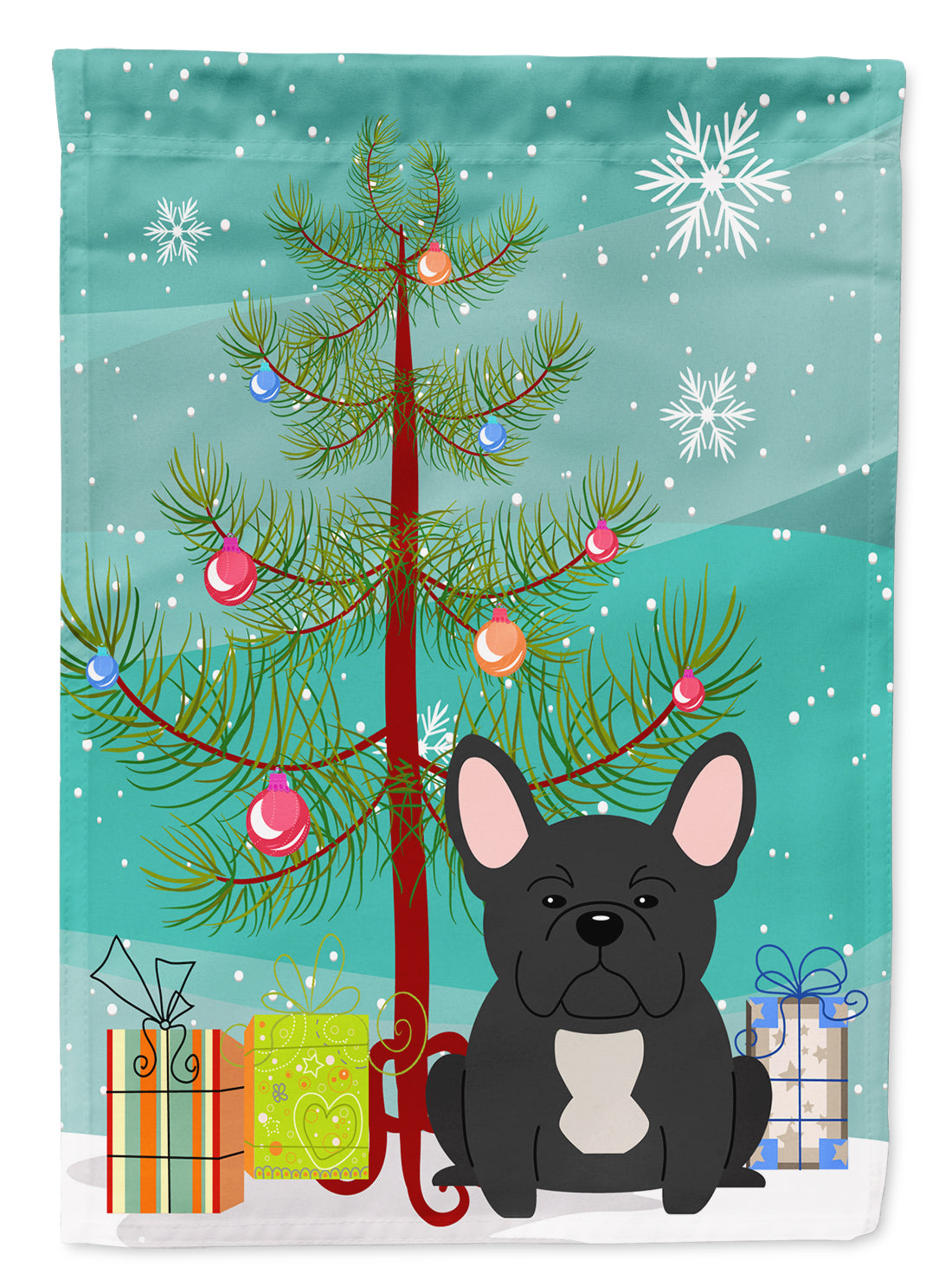 Merry Christmas Tree French Bulldog Black Flag Garden Size BB4139GF  the-store.com.