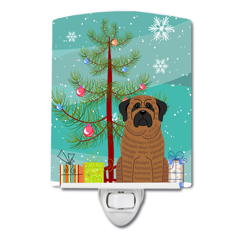 Merry Christmas Tree Mastiff Brindle Ceramic Night Light BB4140CNL - the-store.com