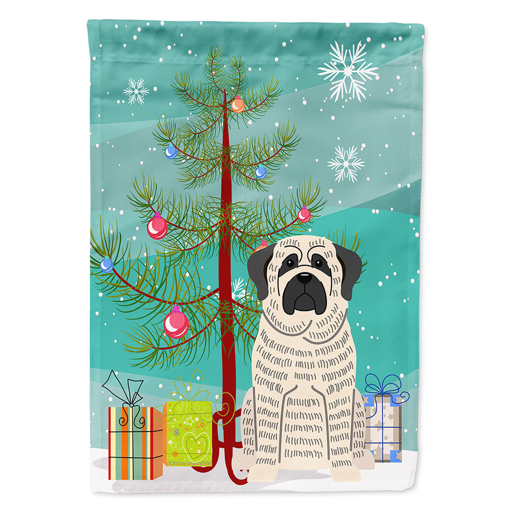 Merry Christmas Tree Mastiff Brindle White Flag Canvas House Size BB4141CHF  the-store.com.