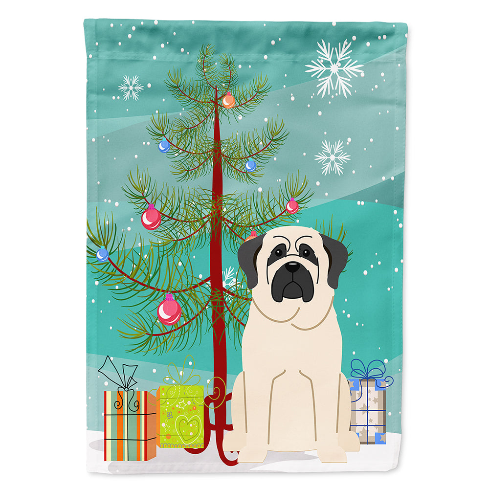 Merry Christmas Tree Mastiff White Flag Canvas House Size BB4142CHF  the-store.com.