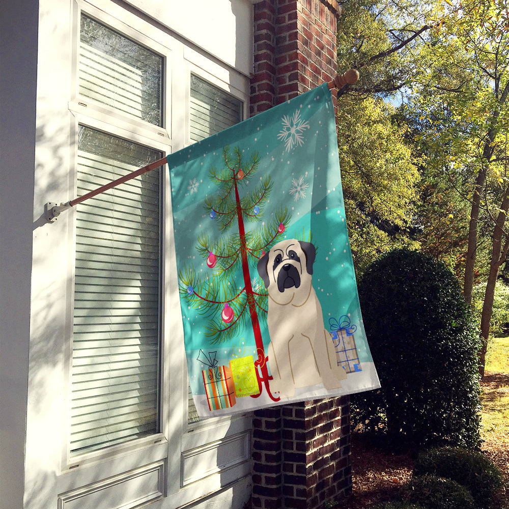 Merry Christmas Tree Mastiff White Flag Canvas House Size BB4142CHF