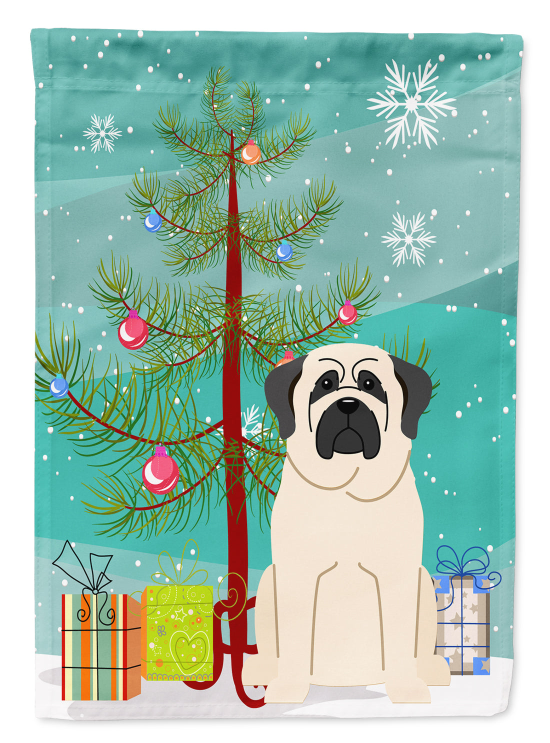 Merry Christmas Tree Mastiff White Flag Garden Size BB4142GF