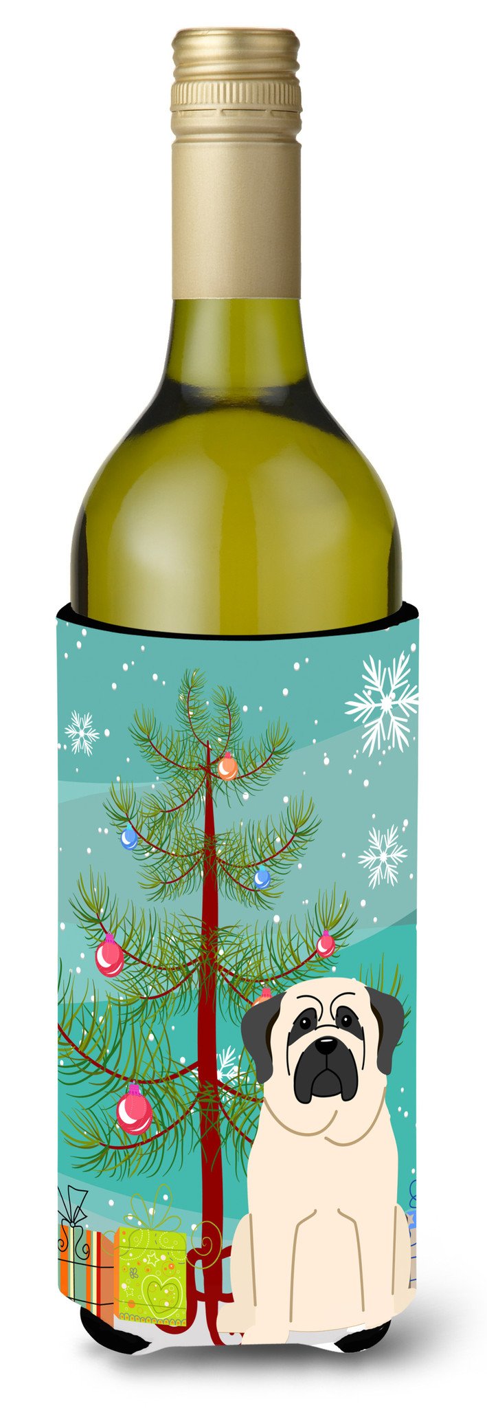 Merry Christmas Tree Mastiff White Wine Bottle Beverge Insulator Hugger BB4142LITERK by Caroline&#39;s Treasures