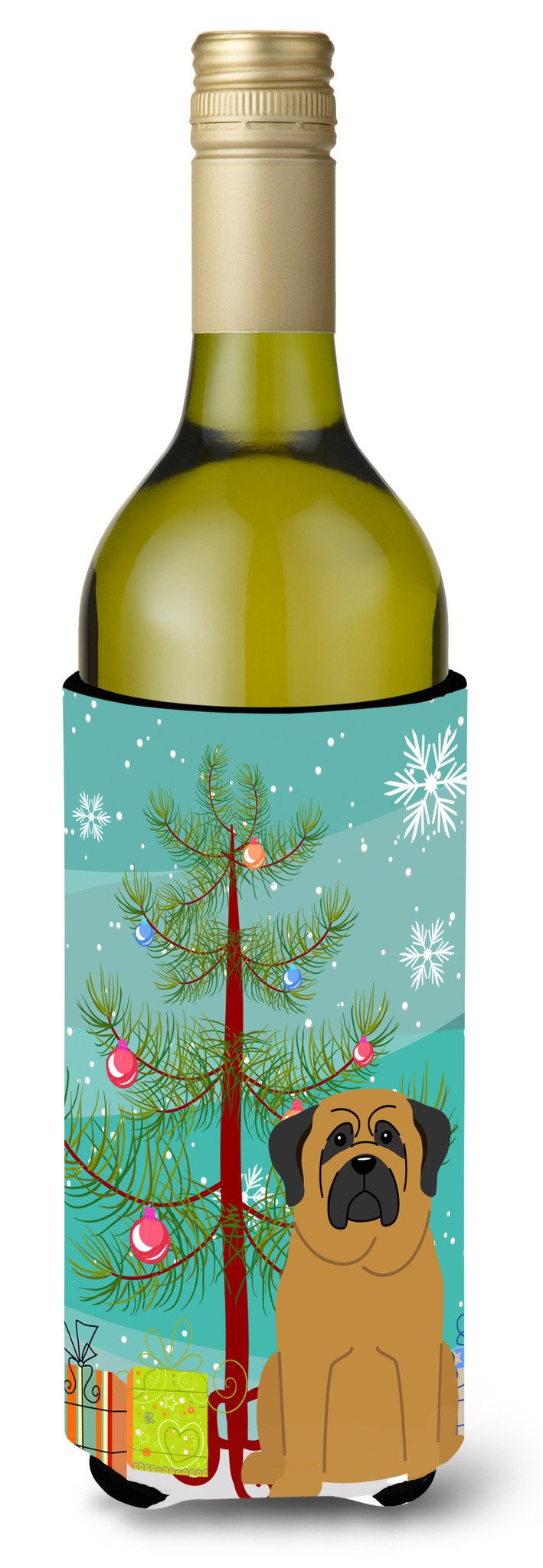 Merry Christmas Tree Mastiff Wine Bottle Beverge Insulator Hugger BB4143LITERK by Caroline&#39;s Treasures