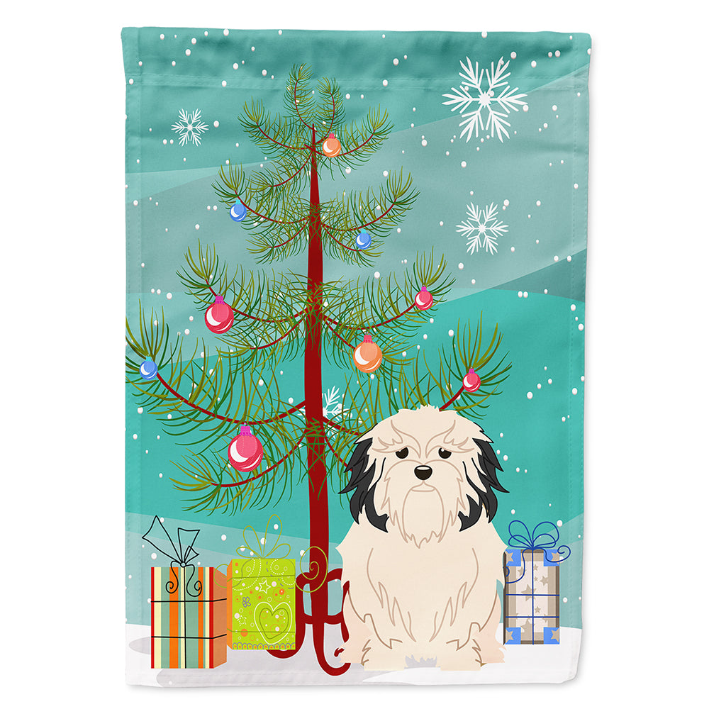 Merry Christmas Tree Lowchen Flag Canvas House Size BB4144CHF