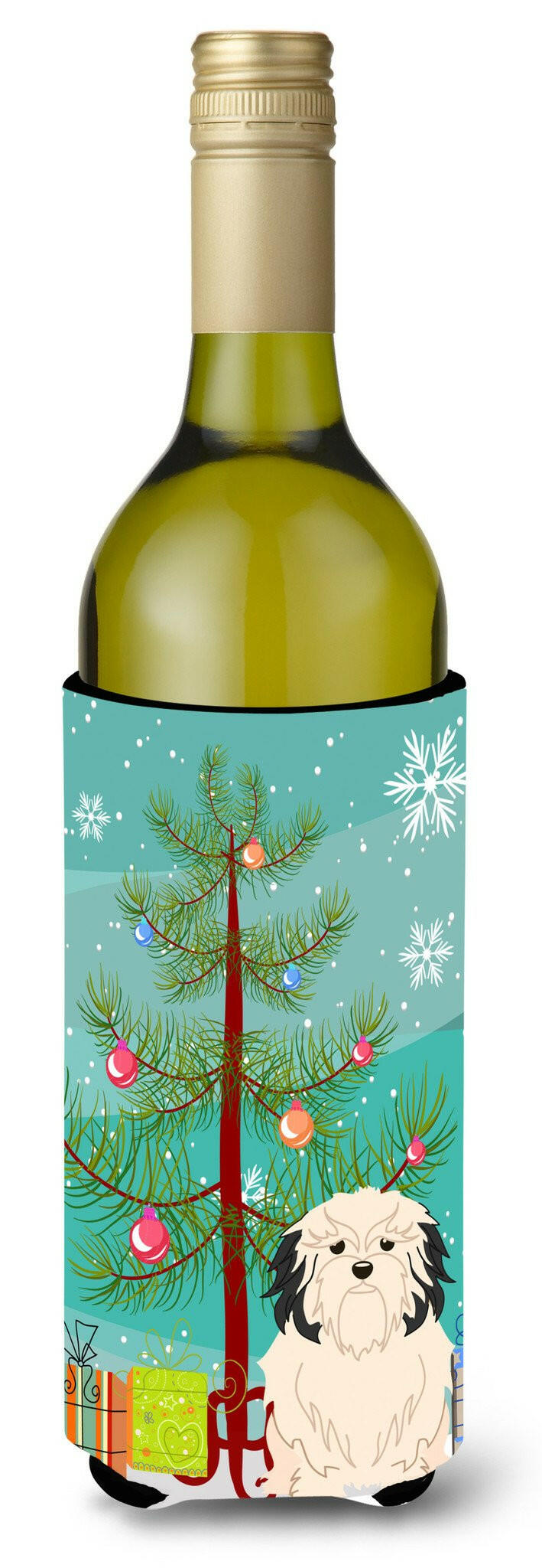 Merry Christmas Tree Lowchen Wine Bottle Beverge Insulator Hugger BB4144LITERK by Caroline&#39;s Treasures