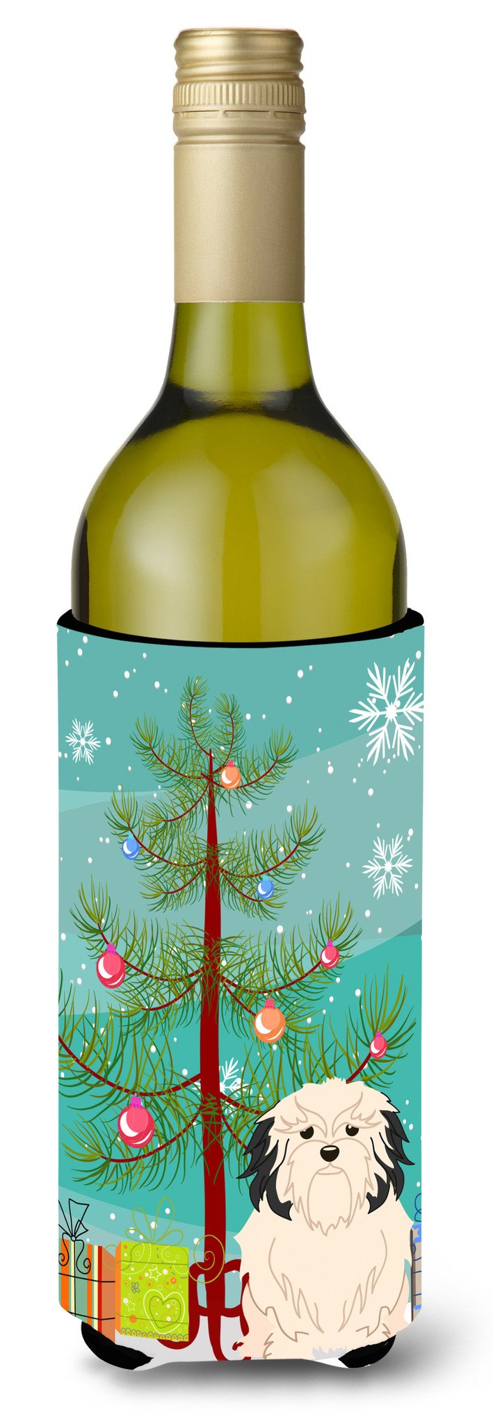 Merry Christmas Tree Lowchen Wine Bottle Beverge Insulator Hugger BB4144LITERK by Caroline's Treasures