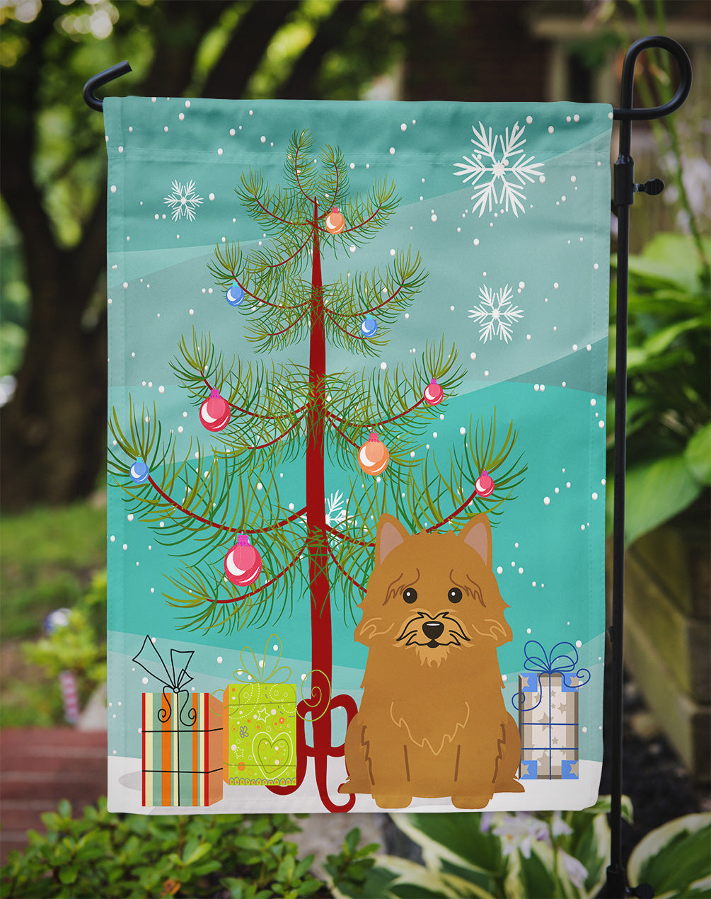 Merry Christmas Tree Norwich Terrier Flag Garden Size BB4145GF  the-store.com.