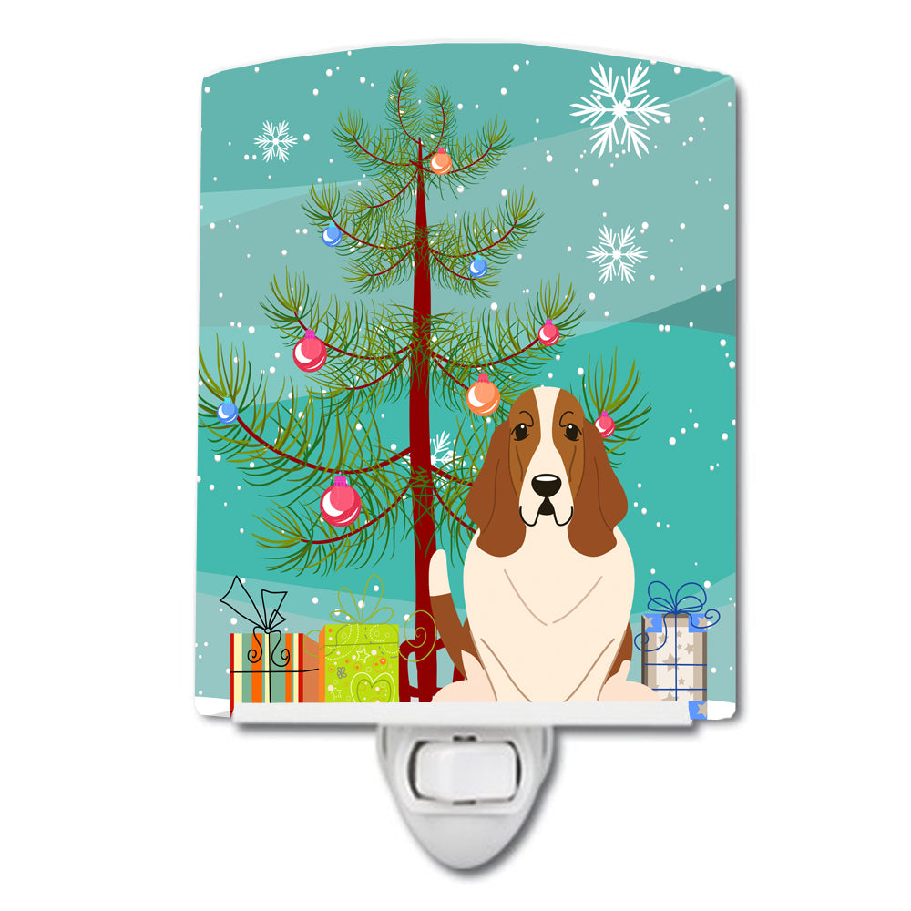 Merry Christmas Tree Basset Hound Ceramic Night Light BB4146CNL - the-store.com