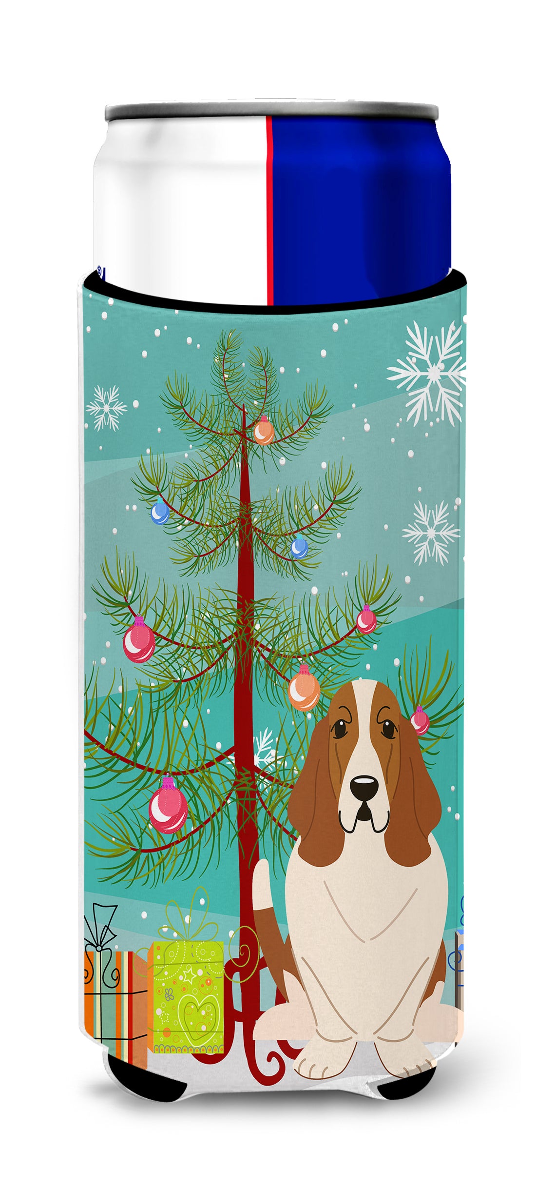 Merry Christmas Tree Basset Hound  Ultra Hugger for slim cans BB4146MUK  the-store.com.