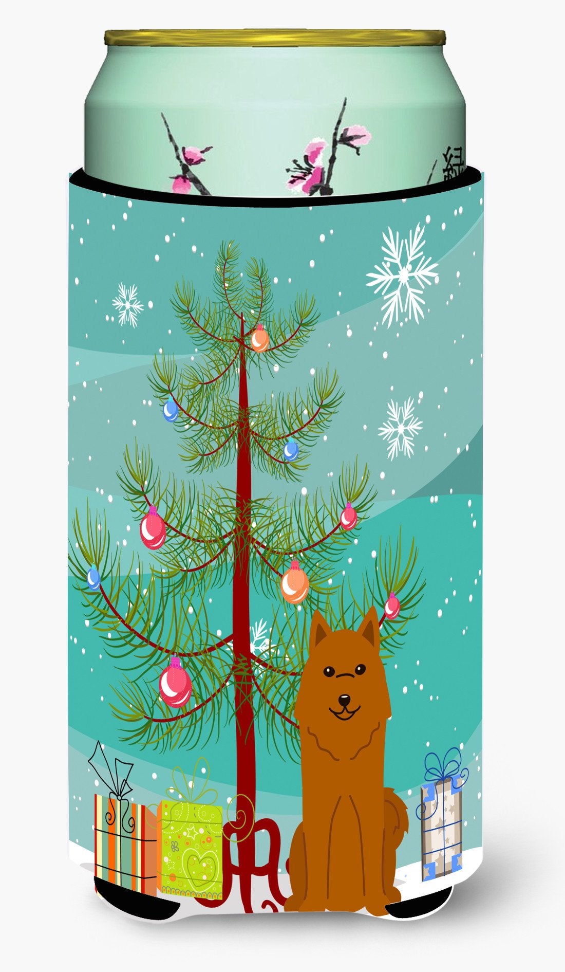 Merry Christmas Tree Karelian Bear Dog Tall Boy Beverage Insulator Hugger BB4147TBC by Caroline&#39;s Treasures
