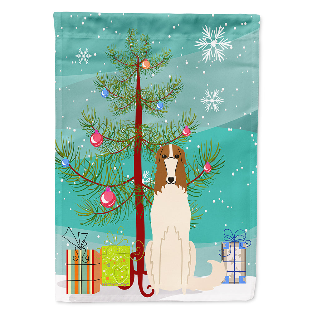 Merry Christmas Tree Borzoi Flag Canvas House Size BB4148CHF