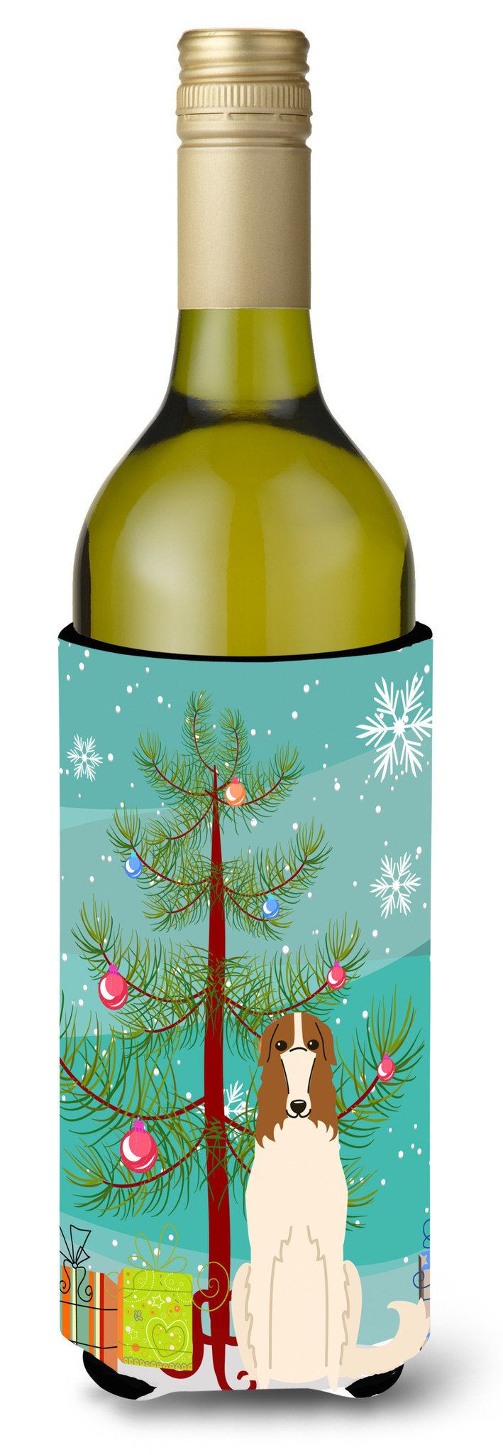 Merry Christmas Tree Borzoi Wine Bottle Beverge Insulator Hugger BB4148LITERK by Caroline&#39;s Treasures