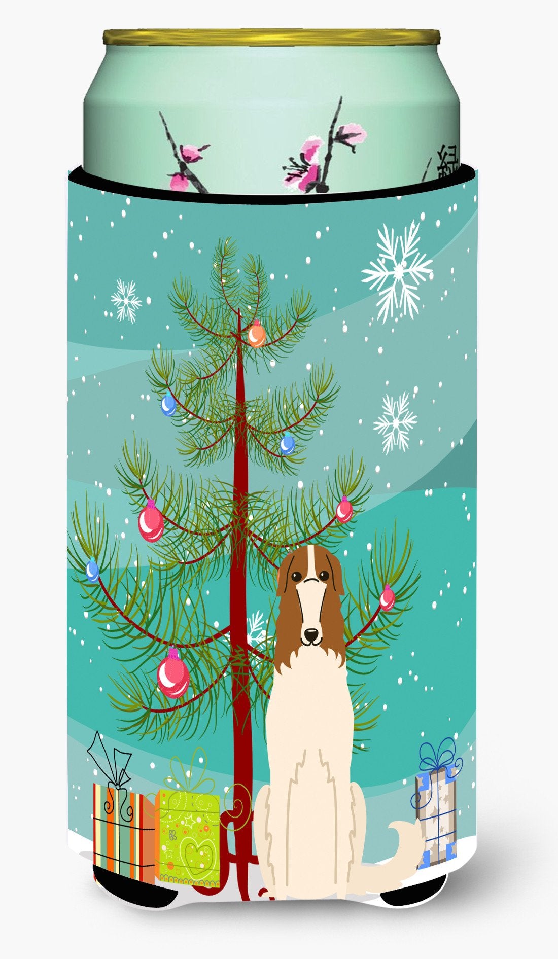 Merry Christmas Tree Borzoi Tall Boy Beverage Insulator Hugger BB4148TBC by Caroline&#39;s Treasures
