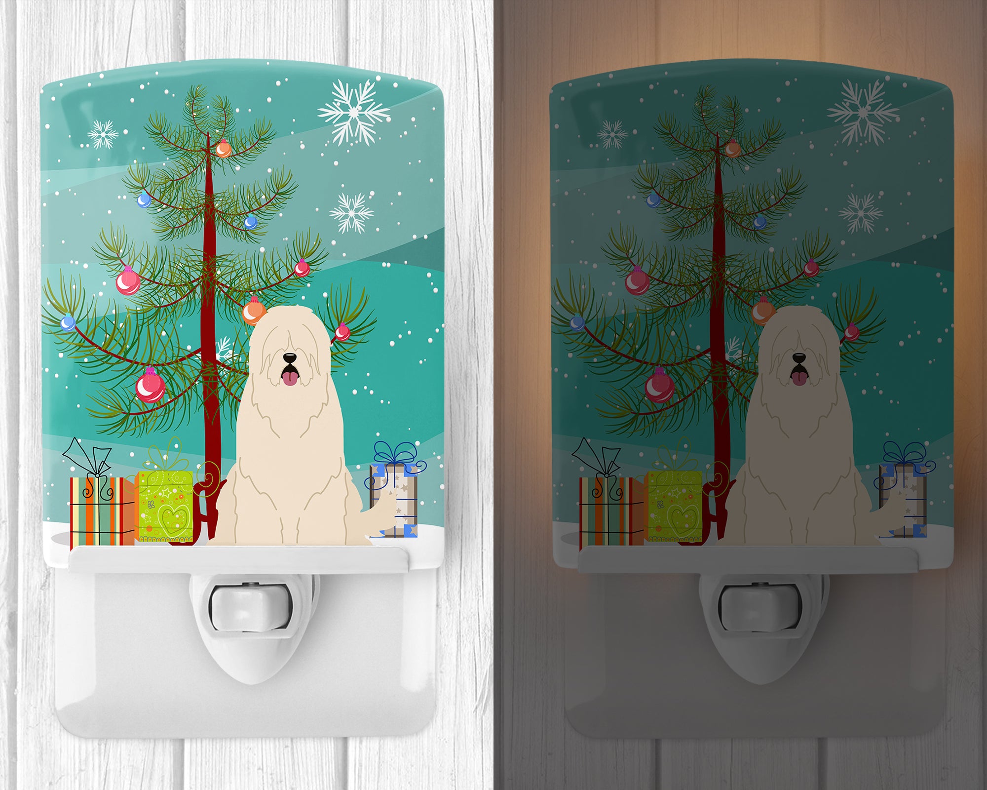 Merry Christmas Tree South Russian Sheepdog Ceramic Night Light BB4149CNL - the-store.com