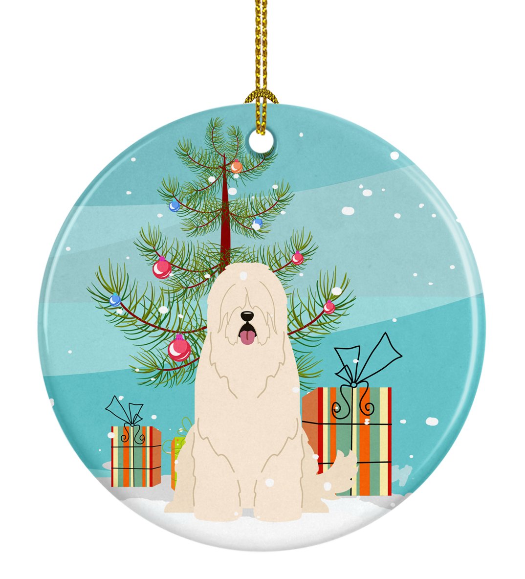 Merry Christmas Tree South Russian Sheepdog Ceramic Ornament BB4149CO1 by Caroline&#39;s Treasures