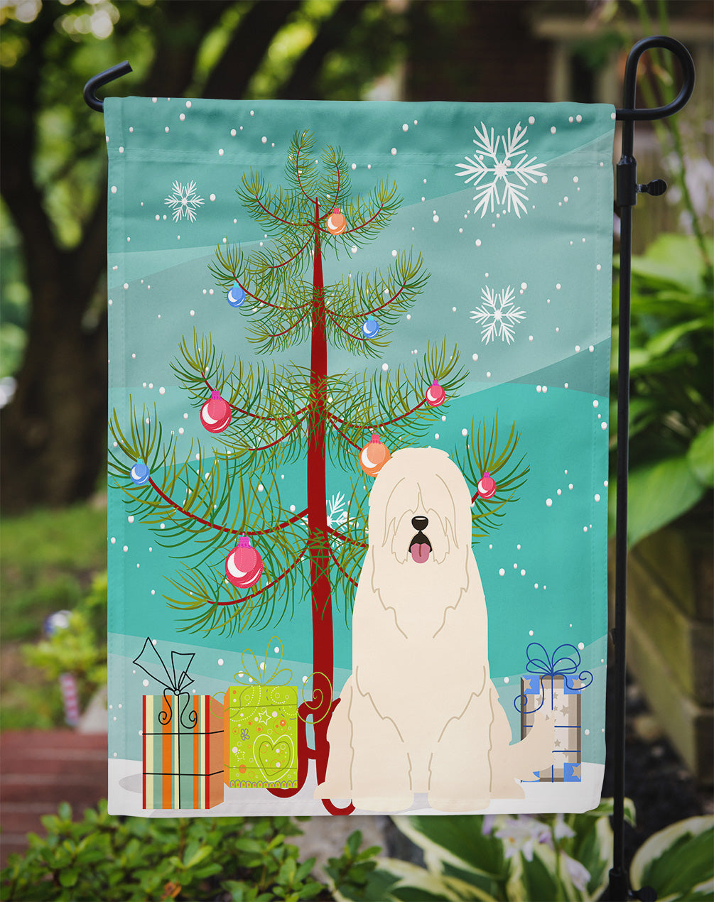 Merry Christmas Tree South Russian Sheepdog Flag Garden Size BB4149GF  the-store.com.