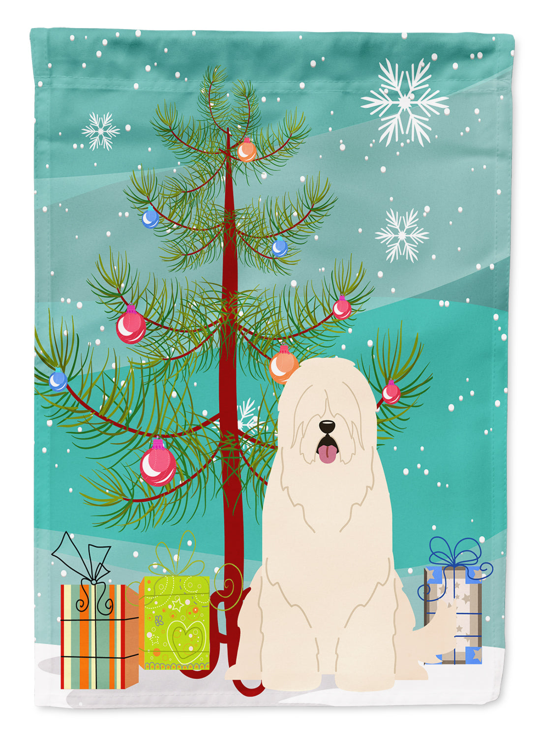 Merry Christmas Tree South Russian Sheepdog Flag Garden Size BB4149GF  the-store.com.