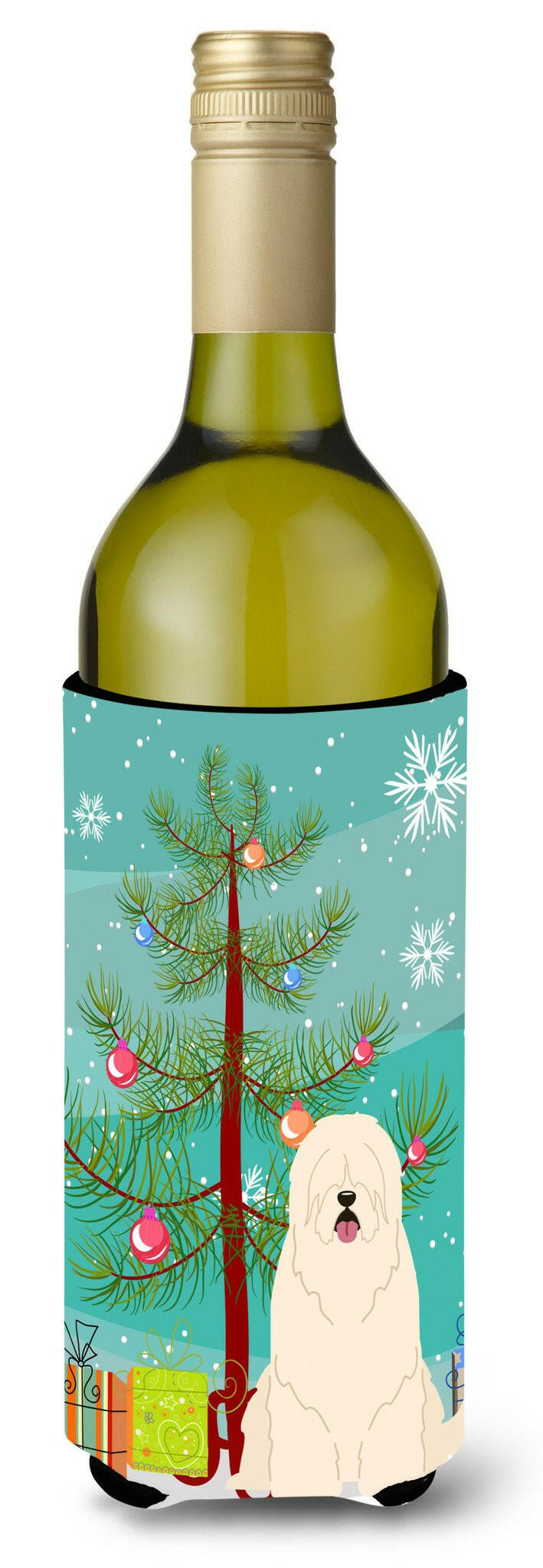 Merry Christmas Tree South Russian Sheepdog Wine Bottle Beverge Insulator Hugger BB4149LITERK by Caroline&#39;s Treasures