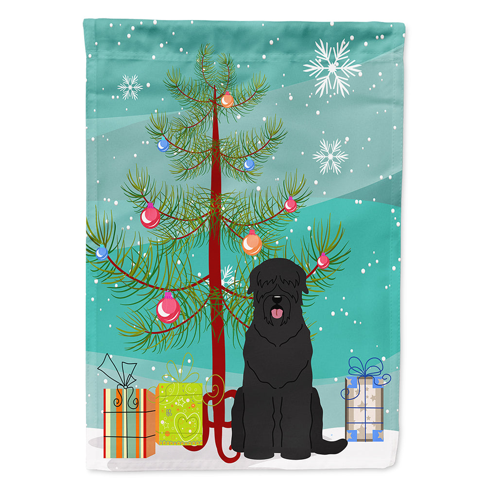 Merry Christmas Tree Black Russian Terrier Flag Canvas House Size BB4151CHF