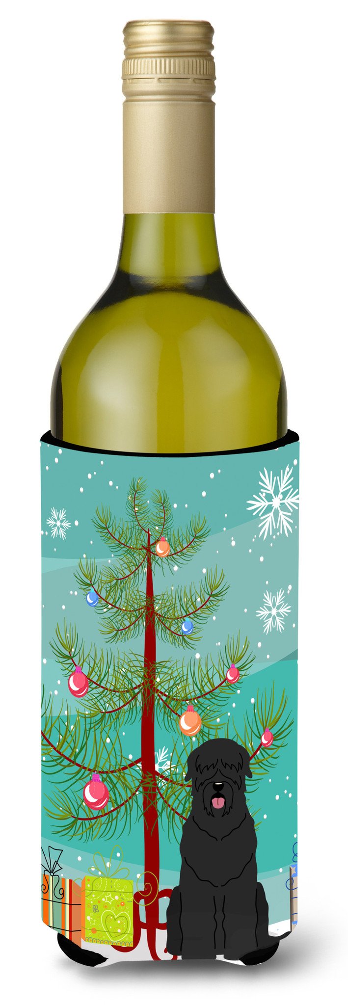 Merry Christmas Tree Black Russian Terrier Wine Bottle Beverge Insulator Hugger BB4151LITERK by Caroline&#39;s Treasures
