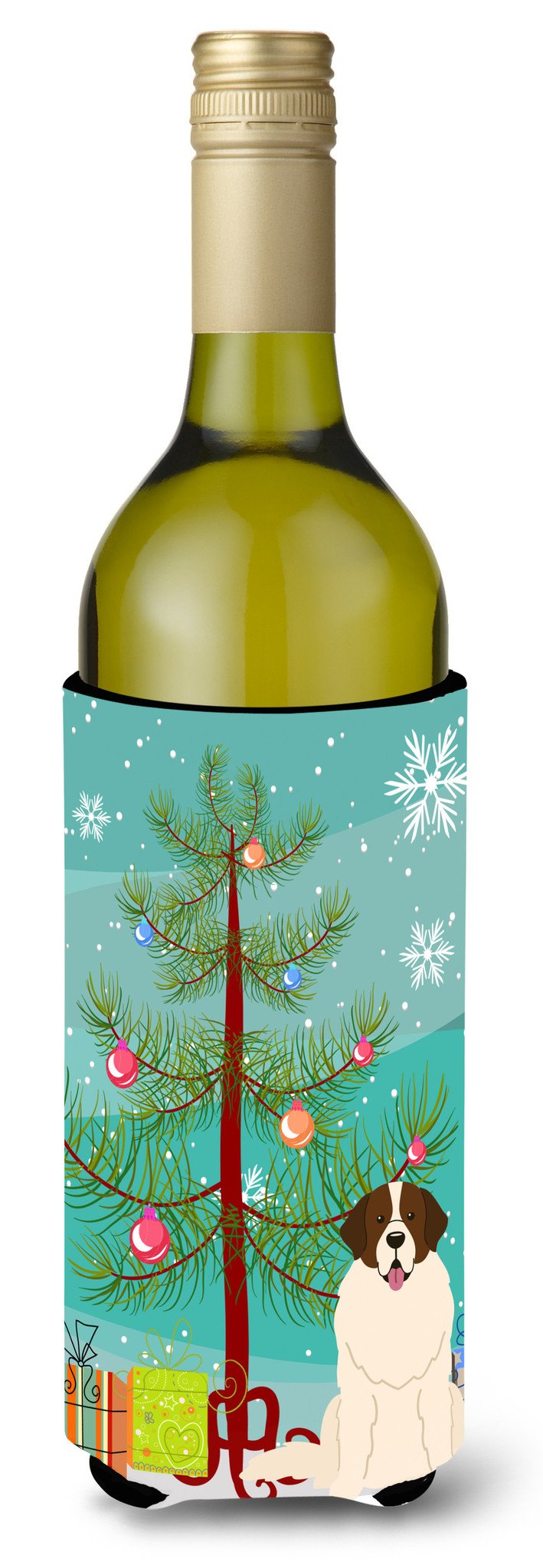 Merry Christmas Tree Moscow Watchdog Wine Bottle Beverge Insulator Hugger BB4152LITERK by Caroline&#39;s Treasures