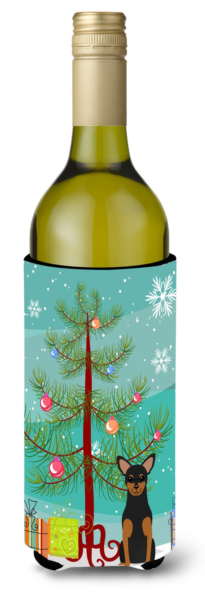 Merry Christmas Tree Manchester Terrier Wine Bottle Beverge Insulator Hugger BB4153LITERK by Caroline&#39;s Treasures