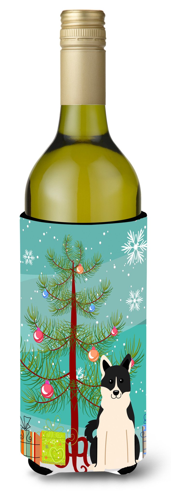 Merry Christmas Tree Russo-European Laika Spitz Wine Bottle Beverge Insulator Hugger BB4154LITERK by Caroline&#39;s Treasures