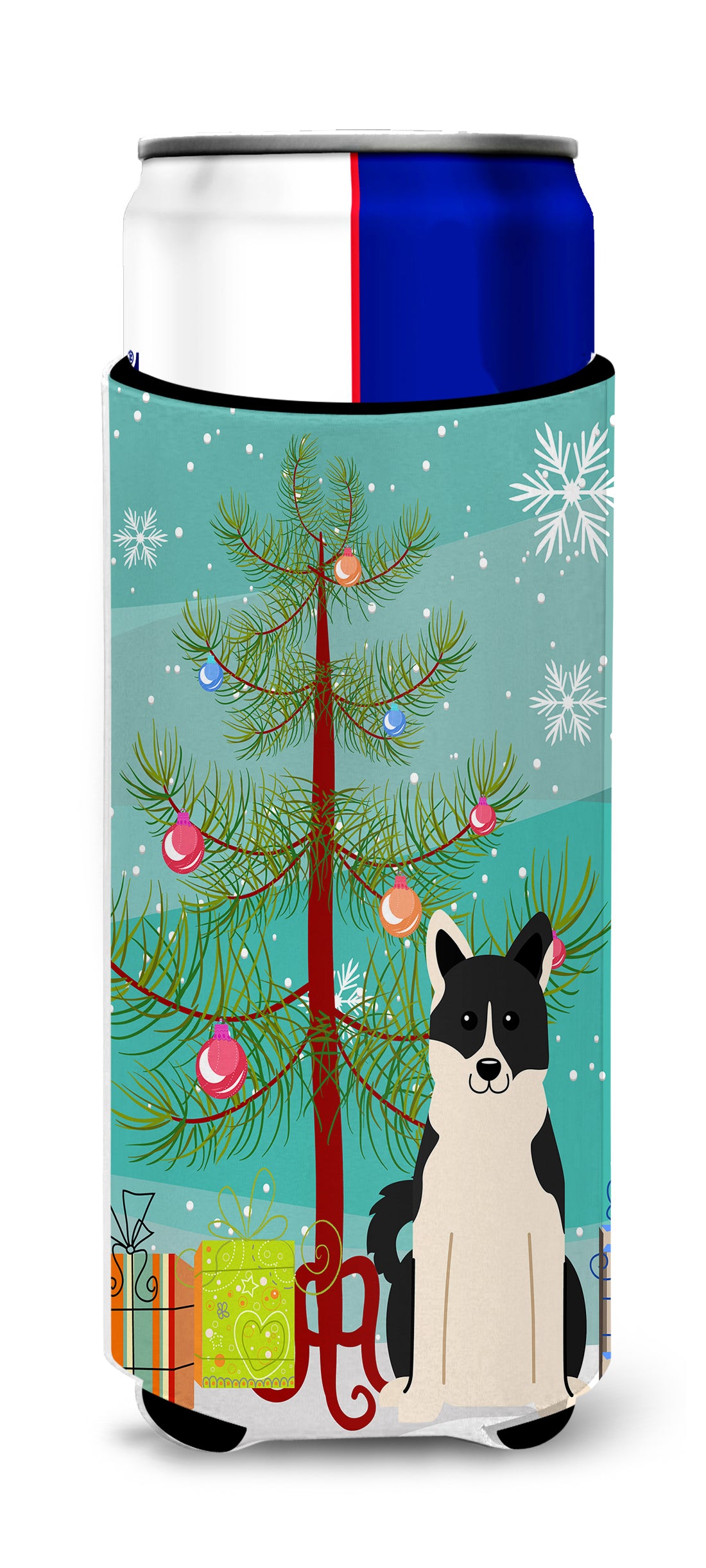 Merry Christmas Tree Russo-European Laika Spitz  Ultra Hugger for slim cans BB4154MUK  the-store.com.