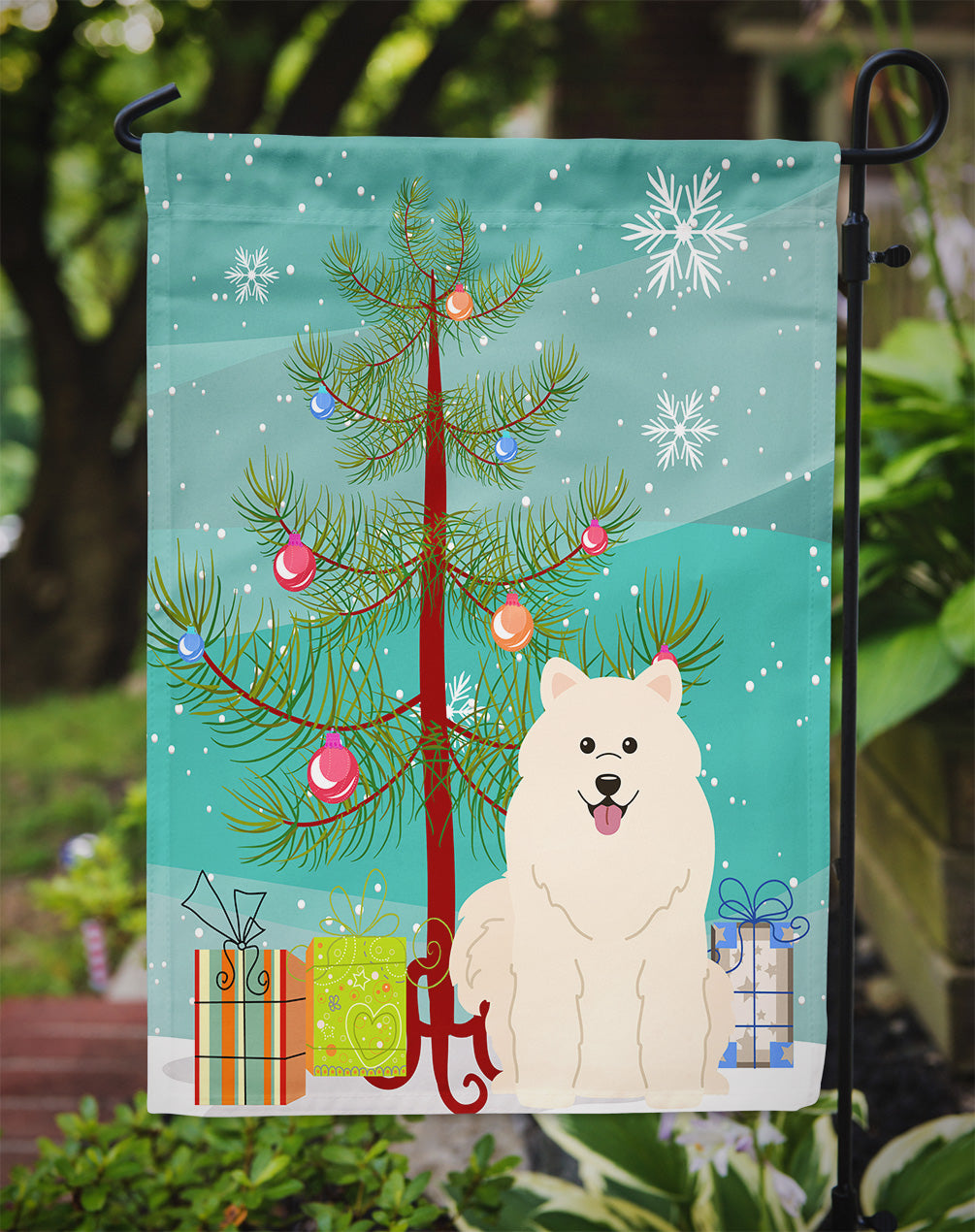 Merry Christmas Tree Samoyed Flag Garden Size BB4155GF  the-store.com.