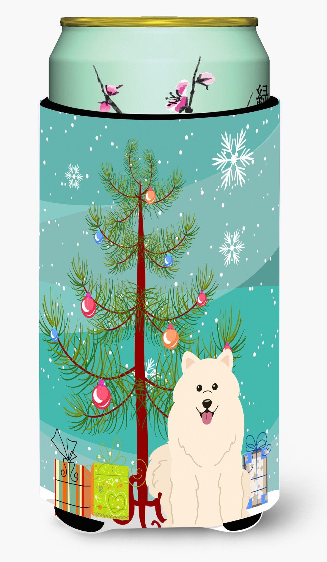 Merry Christmas Tree Samoyed Tall Boy Beverage Insulator Hugger BB4155TBC by Caroline&#39;s Treasures