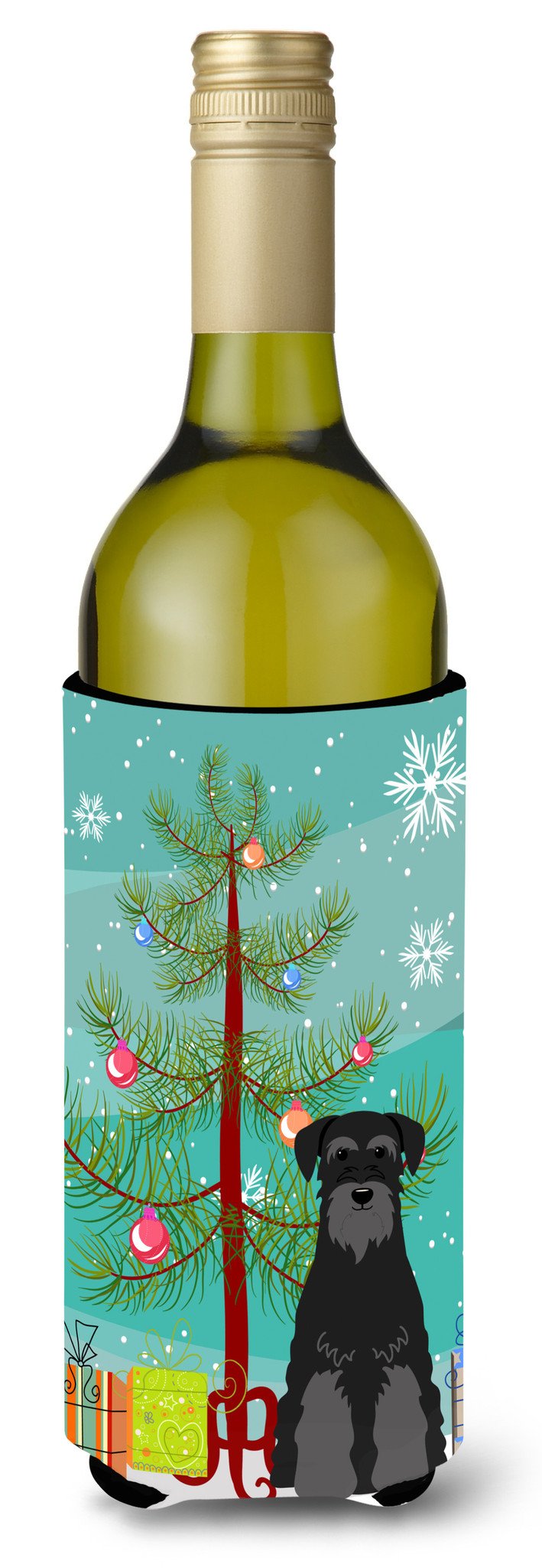 Merry Christmas Tree Standard Schnauzer Black Wine Bottle Beverge Insulator Hugger BB4157LITERK by Caroline&#39;s Treasures