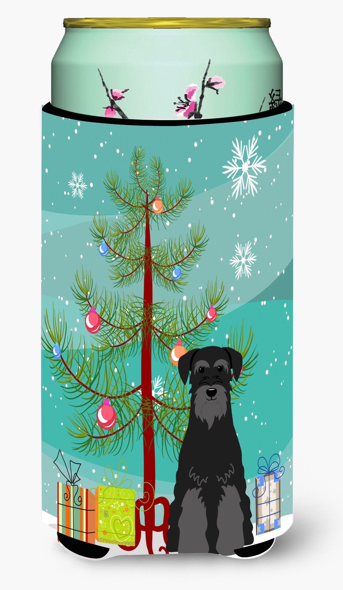 Merry Christmas Tree Standard Schnauzer Black Tall Boy Beverage Insulator Hugger BB4157TBC by Caroline&#39;s Treasures