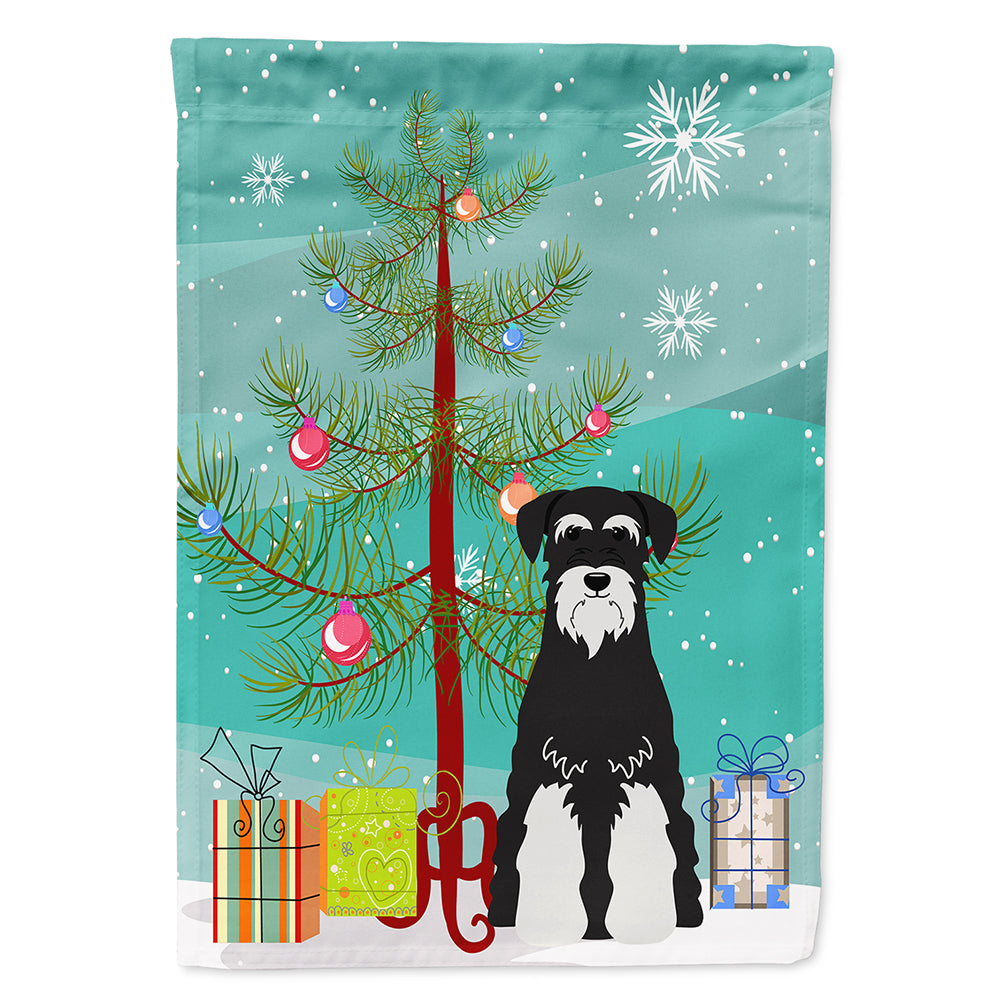 Merry Christmas Tree Standard Schnauzer Salt and Pepper Flag Canvas House Size BB4158CHF  the-store.com.