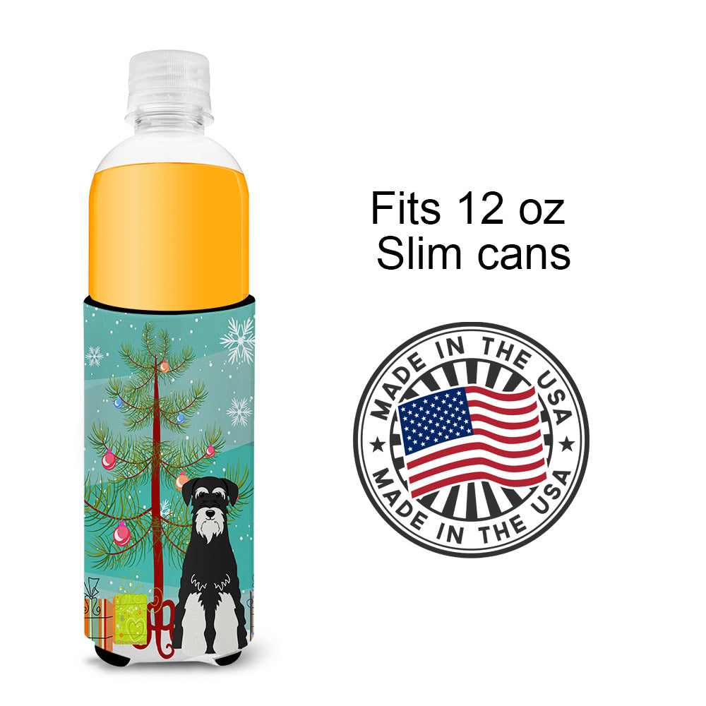 Merry Christmas Tree Standard Schnauzer Salt and Pepper  Ultra Hugger for slim cans BB4158MUK  the-store.com.