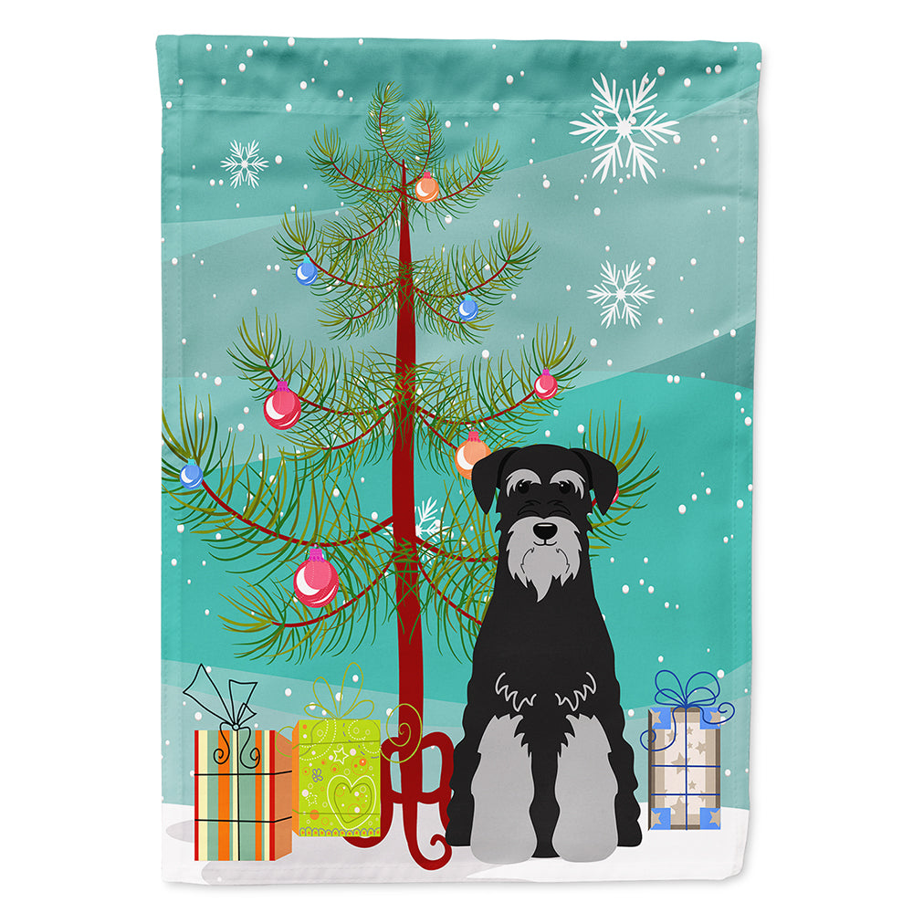 Merry Christmas Tree Standard Schnauzer Black Grey Flag Canvas House Size BB4159CHF