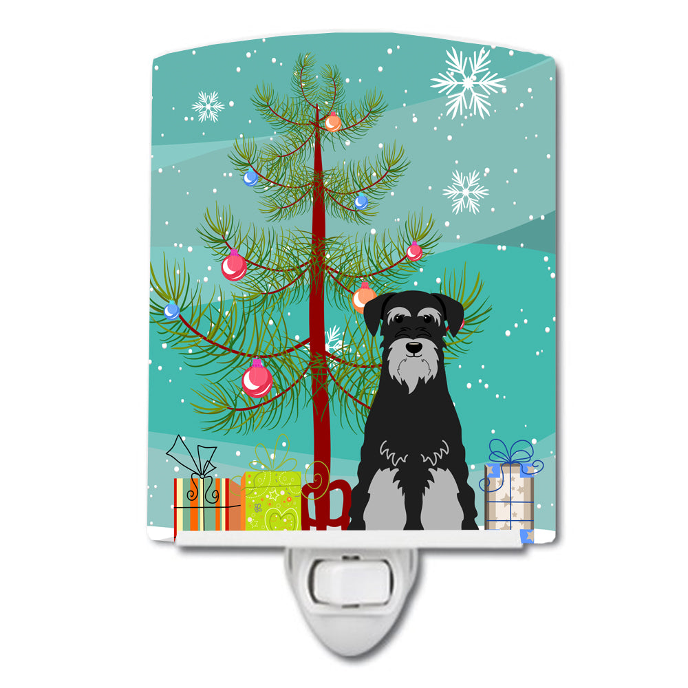 Merry Christmas Tree Standard Schnauzer Black Grey Ceramic Night Light BB4159CNL - the-store.com