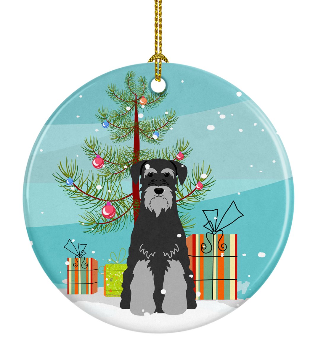 Merry Christmas Tree Standard Schnauzer Black Grey Ceramic Ornament BB4159CO1 by Caroline&#39;s Treasures