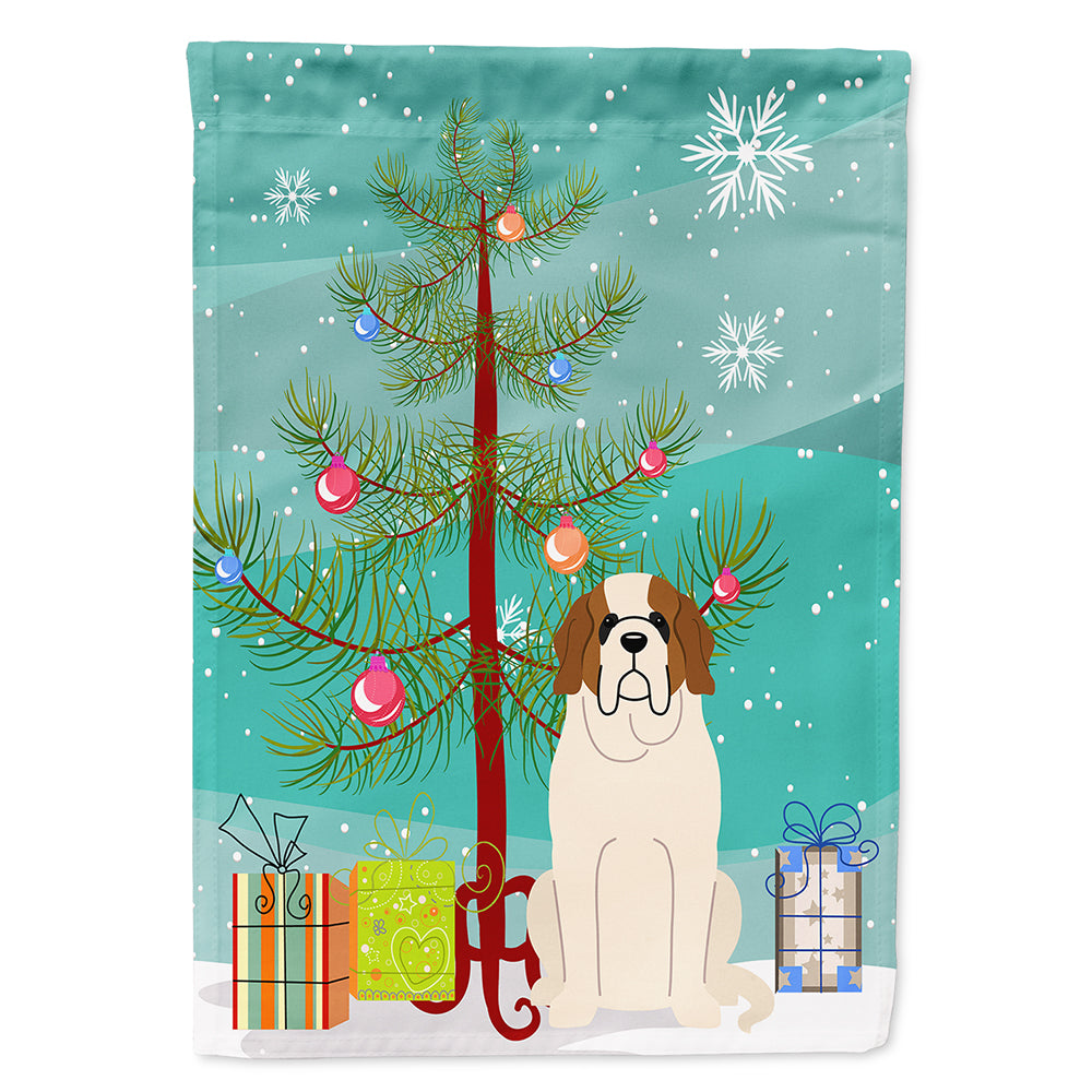 Merry Christmas Tree Saint Bernard Flag Canvas House Size BB4160CHF