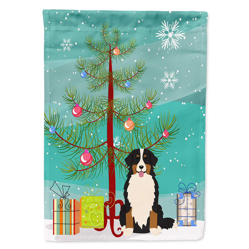Merry Christmas Tree Bernese Mountain Dog Flag Canvas House Size BB4161CHF  the-store.com.