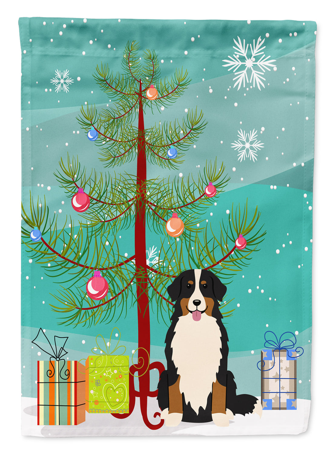 Merry Christmas Tree Bernese Mountain Dog Flag Garden Size BB4161GF  the-store.com.