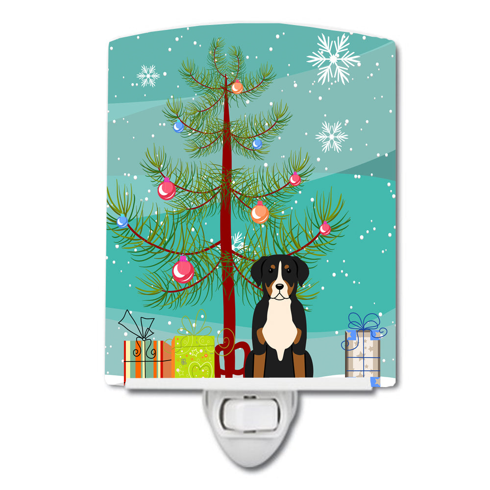 Merry Christmas Tree Greater Swiss Mountain Dog Ceramic Night Light BB4162CNL - the-store.com