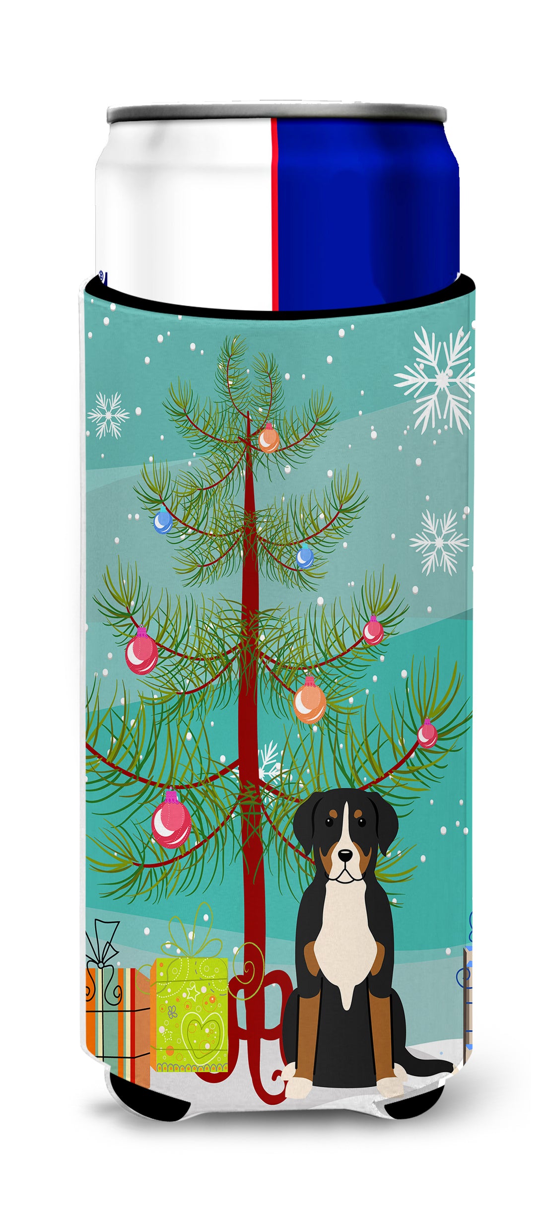 Merry Christmas Tree Greater Swiss Mountain Dog  Ultra Hugger for slim cans BB4162MUK