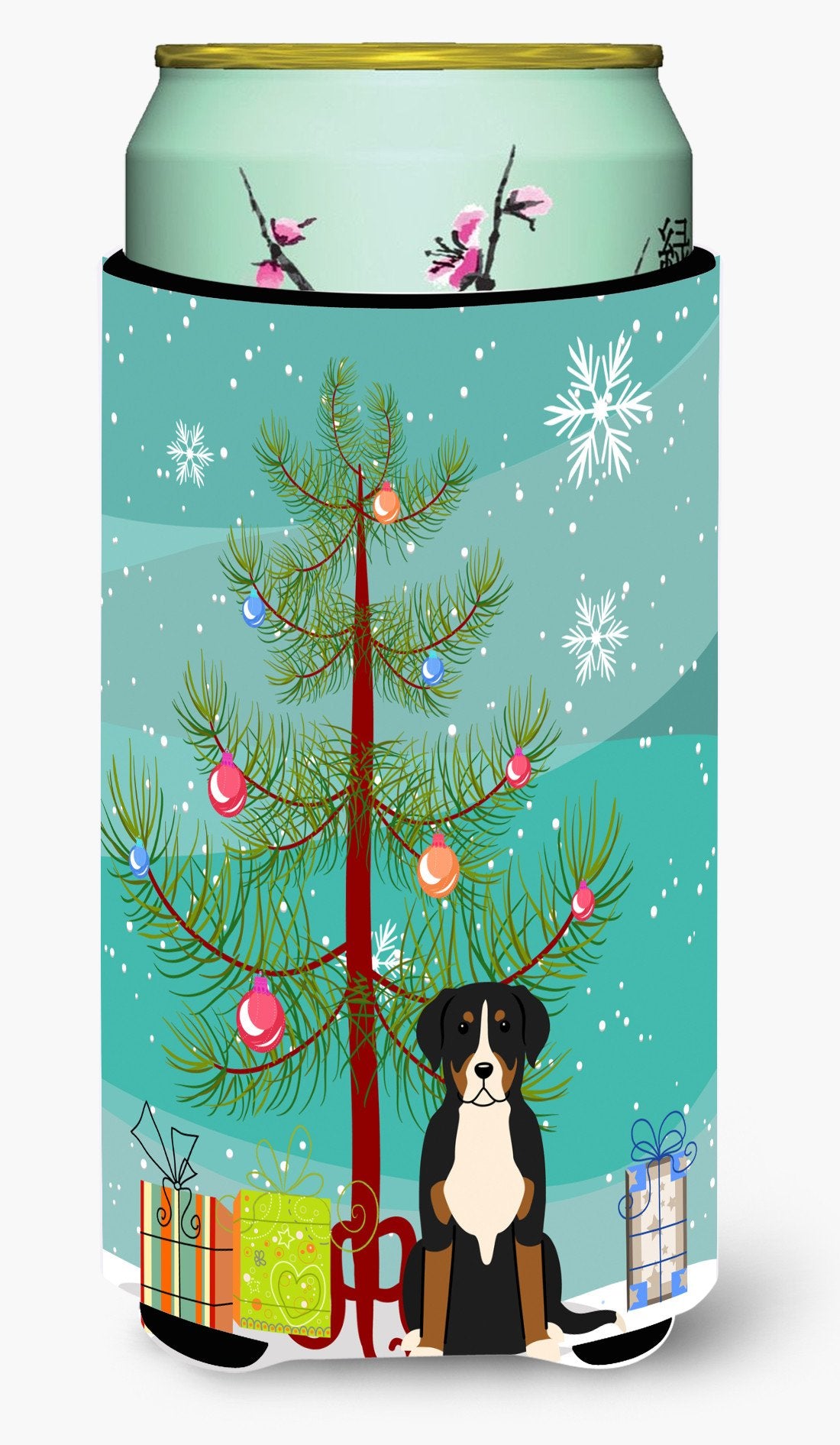 Merry Christmas Tree Greater Swiss Mountain Dog Tall Boy Beverage Insulator Hugger BB4162TBC by Caroline&#39;s Treasures