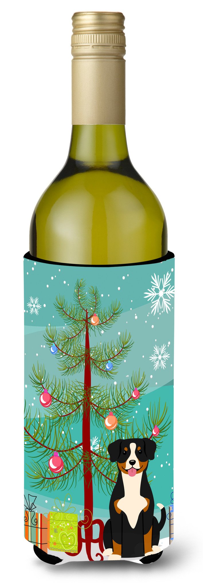 Merry Christmas Tree Entlebucher Wine Bottle Beverge Insulator Hugger BB4163LITERK by Caroline&#39;s Treasures